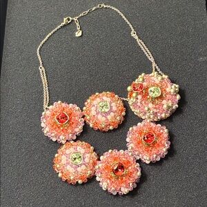 Authentic Swarovski Spring Flowers all around Beaded Necklace.